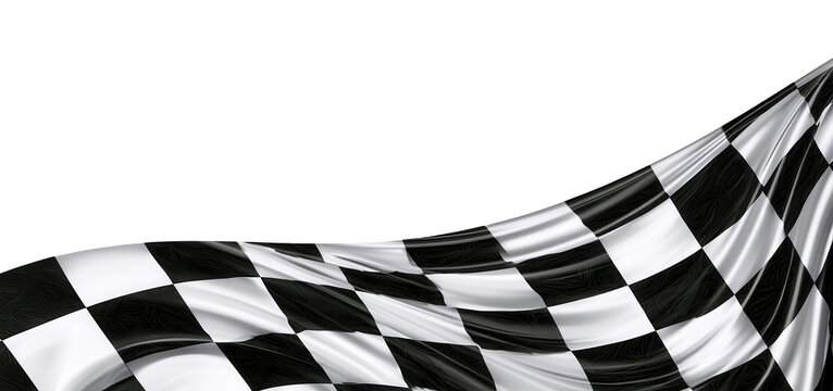 Waving checkered flag on a white background