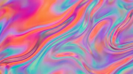 Obraz premium Vibrant abstract fluid background with swirling neon gradients in pink, orange, purple and teal. Trendy modern wallpaper for digital design, posters, social media, and branding.