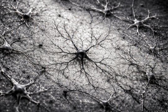 Silver carbonate stained brain grey matter revealing resting microglia cell morphology