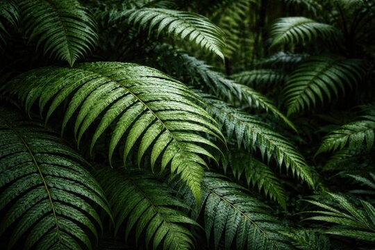 Tropical fern close up showcasing layered foliage and rich texture