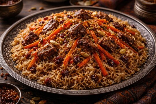 Traditional Afghan Kabuli Pulao with Sweet Carrot and Rich Spices