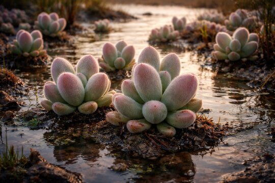 Mouse tits succulent plants flourishing in brackish water zones