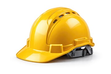 Fototapeta premium Plastic hard hat for safety featured on an uncluttered white backdrop
