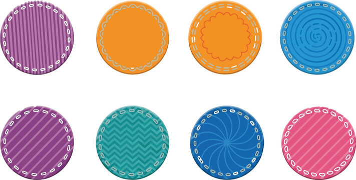 Colorful round buttons with different textures Vector