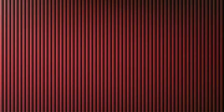 Deep red vertical bars with soft lighting highlights creating classic curtain effect or industrial metallic texture for professional backgrounds elegant presentations and dramatic designs.