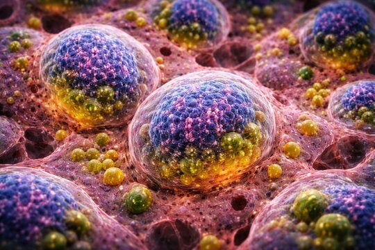 Cellular study of hepatocytes exhibiting enlarged nuclei and excess chromosomal content with bile pigments