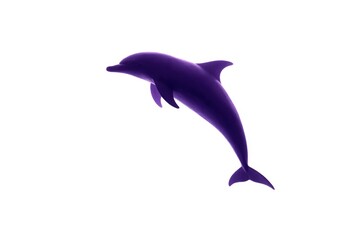 Fototapeta premium Purple dolphin silhouette on bright white background featuring copy space