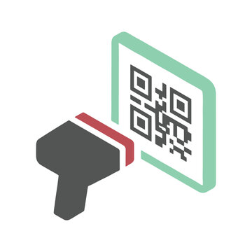 QR code scanning and digital payment isometric icon vector illustration