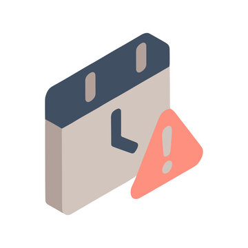 Payment deadline alert and schedule reminder isometric icon vector illustration