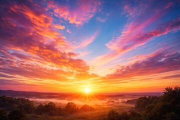 Fototapeta premium Colorful early morning sky symbolizing new beginnings