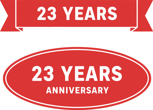 Red 23 Years Anniversary Badge Banner for Business Celebration and Milestone Events