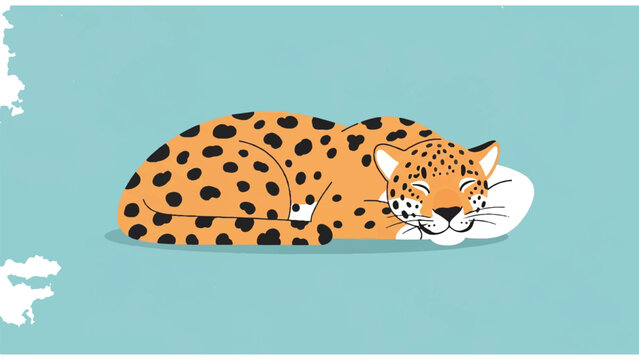 Sleeping Cartoon Leopard with Spots.