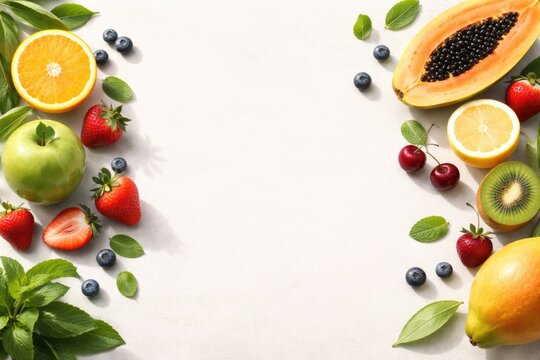 Minimalist zine background with natural pure fruit layout