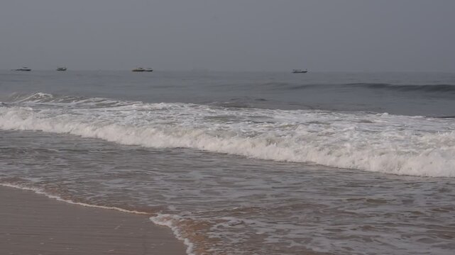 Amazing view of Arabian sea during the morning time in Calangute beach Goa, India, Ocean beach view during early morning time