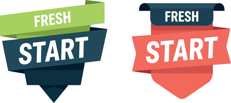 Fresh Start Banner Set &ndash; Modern Ribbon Labels for Motivation, Business, and New Beginnings