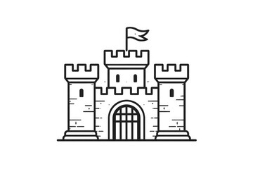 Fototapeta premium isolated icon of fortress with battlements in simple line style