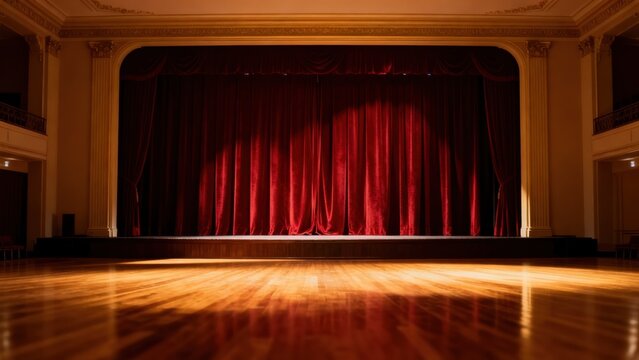 Theater stage with red curtain