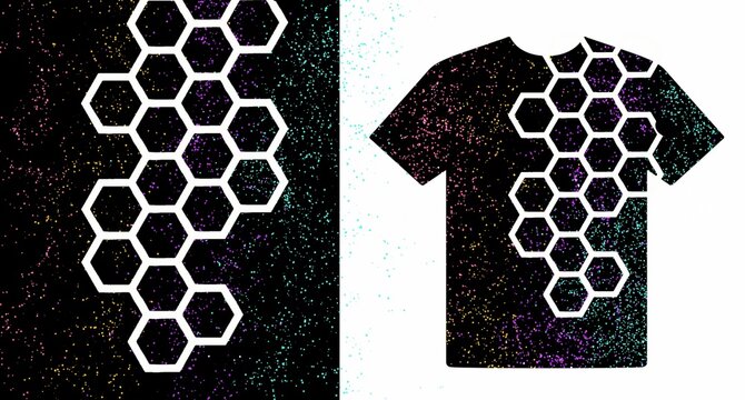 Colour spray with geometric pattern T Shirt Design geometric pattern Graphic Print	.
