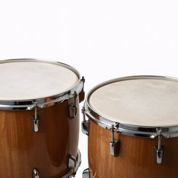 Cinematic Timpani Djembe. Pair Of Timpani Against A White Backdrop