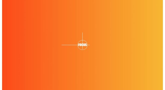 Camera focus reticle overlay on vibrant orange gradient animation