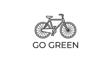 Fototapeta premium Minimalist bicycle line art logo with Go Green text.