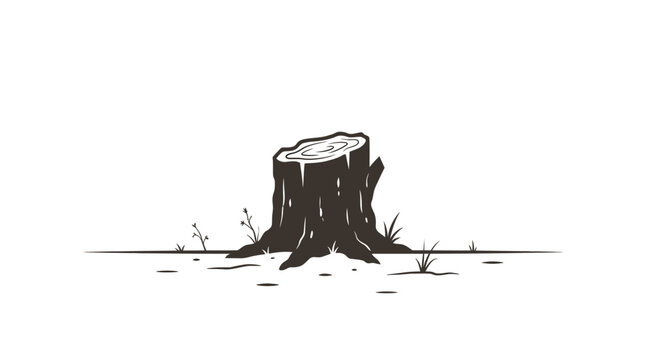 A hand drawn illustration of a tree stump in a simple minimalist style.