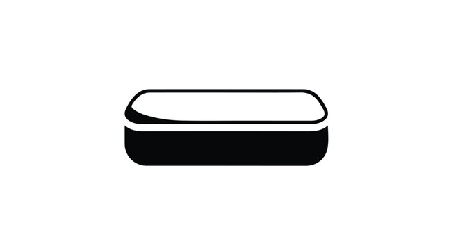 Simple black and white illustration of a rounded rectangle object with flat top