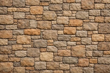 Fototapeta premium Solid stone wall design in earth tones suitable for uninterrupted house project backgrounds