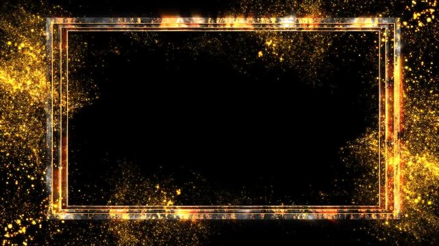 Golden Frame Flow Particles Gold Borders Ember Dots Loop Alpha Background