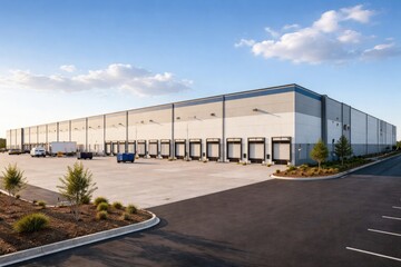 Fototapeta premium Freshly finished warehouse structure for distribution