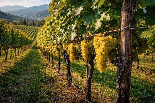 White grapevine of northern Italy grown by Guyot training style