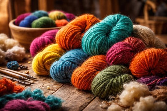 Artisan spun alpaca wool yarn with bright colors