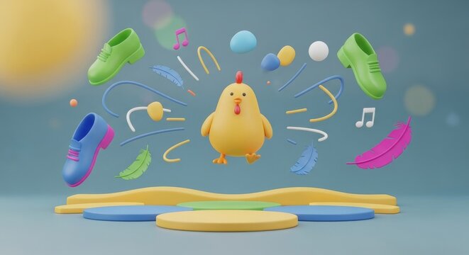 Cute chicken dancing on National Dance Like a Chicken Day
