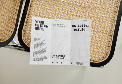 Mockup Of Customizable Tri-Fold Open Leaflet
