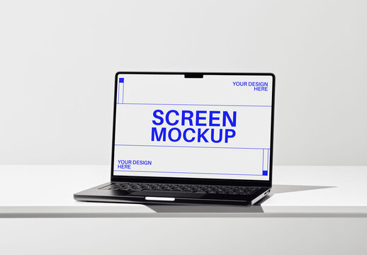 Mockup Of Open Laptop With Customized Screen