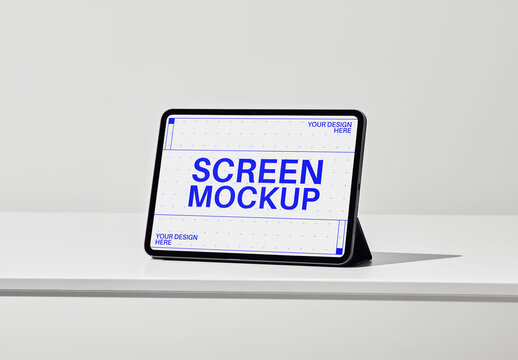 Mockup Of Customizable Digital Tablet