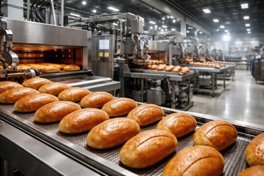 Modern bakery automation delivering fresh products with efficient bread production and copy space
