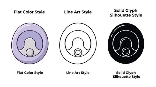 Modern abstract logo design in three distinct styles: flat color, minimalist line art, and bold solid glyph silhouette, versatile vector graphic for branding and corporate identity.