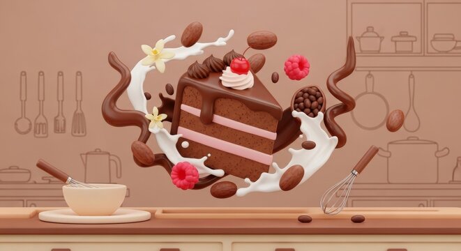 Decadent Devils Food Cake Day dessert celebration with chocolate splash