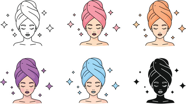 Women wearing colorful turban hair wraps Vector