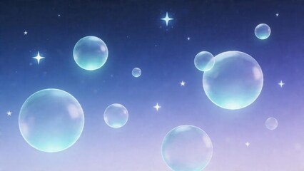Fototapeta premium Bubbles floating in starry sky