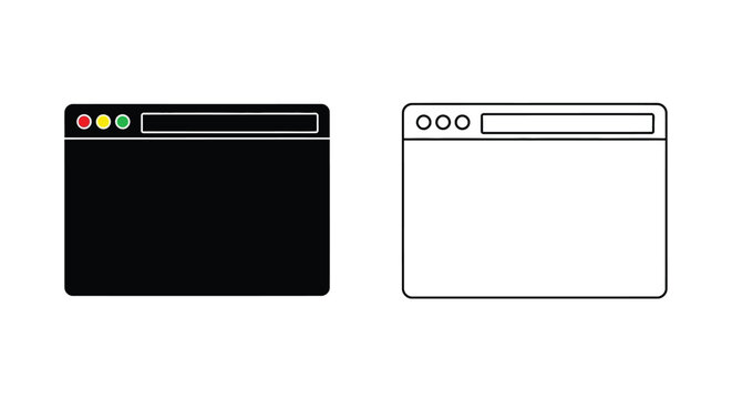browser window icons black and white vector illustration