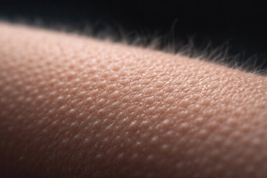 Macro shot highlighting goosebumps on chilly skin surface