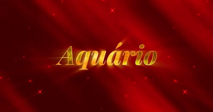 Aqu&aacute;rio text - Background Red with Golden Text concept Elegant background