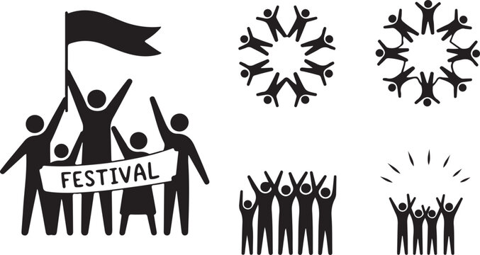 A pictogram illustration showing different social groups and Celebration of Community