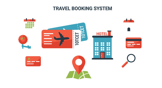 Travel Booking System Icons.