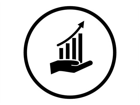 business graph icon on a white background, Illustration of business progress grow concept 