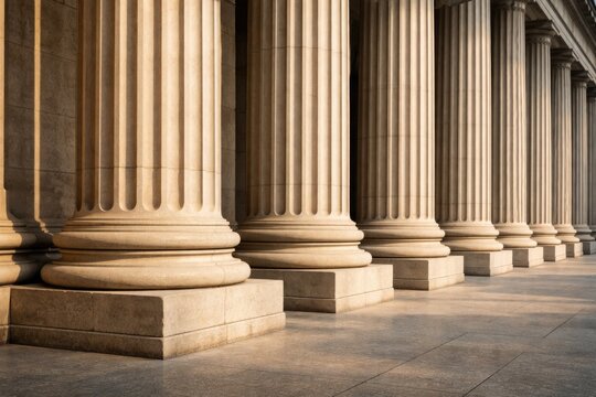 Architectural support featuring limestone Doric columns with pronounced fluted shafts