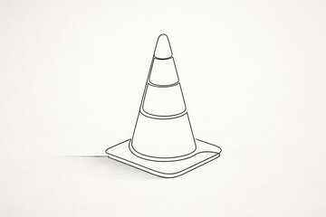 Fototapeta premium Continuous line minimalistic depiction of a traffic cone shape