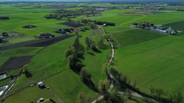 Aerial View of Rural Farmland and Country Road &ndash; 4K ProRes